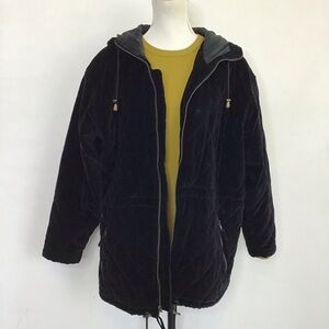 Climate Zone Women's Black Hooded Quilted Puffy  Cold Season Jacket Coat SZ M